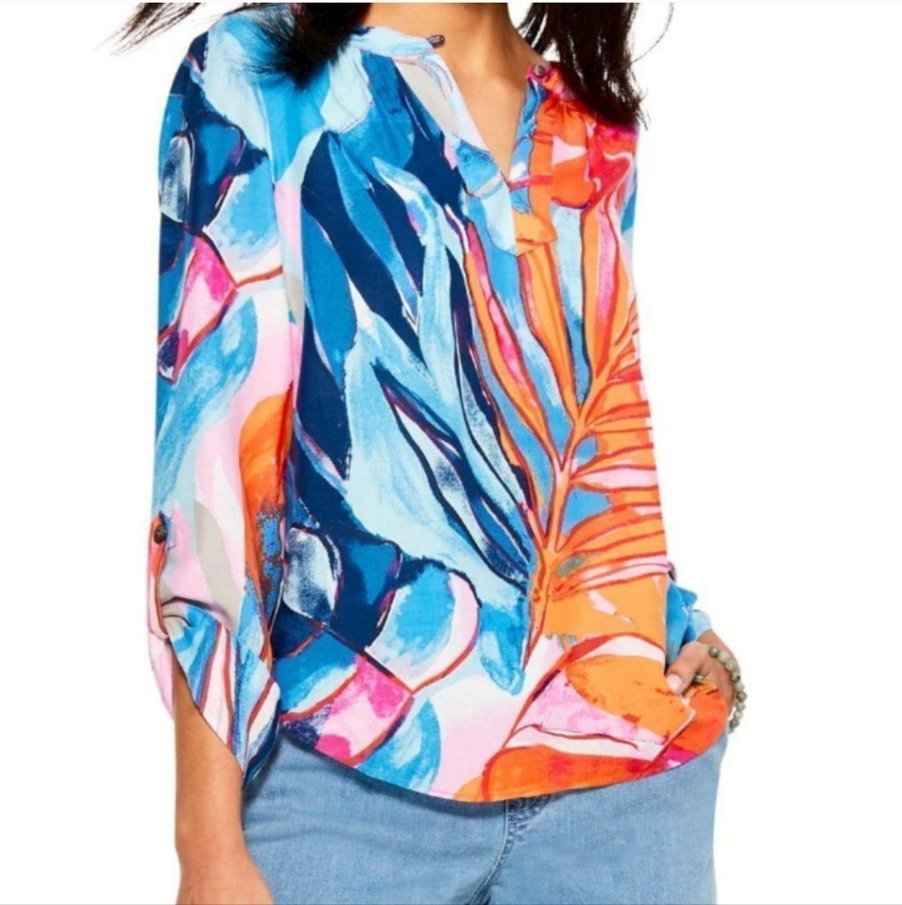 Nic + Zoe Tropical Mirage Top Sz XS NWOT